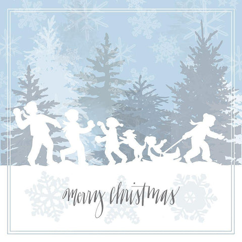 Winter Parade Merry White Modern Wood Framed Art Print with Double Matting by Sowell, Sharyn