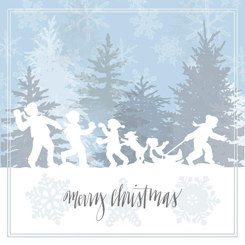 Winter Parade Merry White Modern Wood Framed Art Print by Sowell, Sharyn