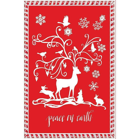 Peace on Earth Reindeer Gold Ornate Wood Framed Art Print with Double Matting by Sowell, Sharyn