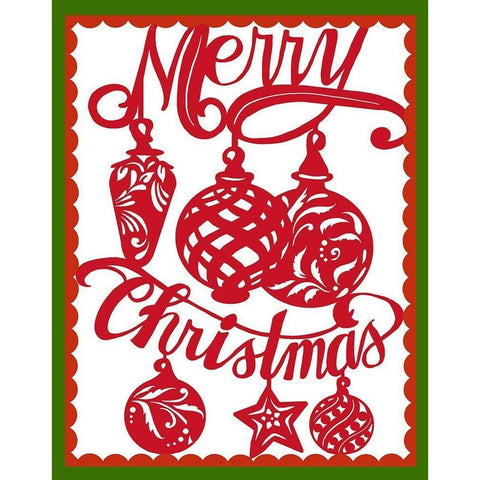 Merry Christmas Ornaments Black Modern Wood Framed Art Print with Double Matting by Sowell, Sharyn