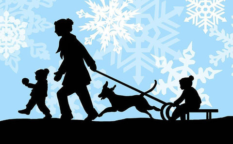 Winter Parade with Snowflakes II White Modern Wood Framed Art Print with Double Matting by Sowell, Sharyn