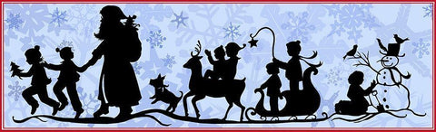 Christmas Parade White Modern Wood Framed Art Print with Double Matting by Sowell, Sharyn