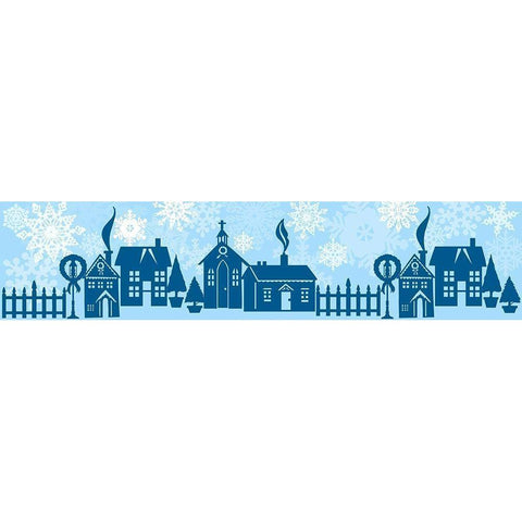 Snow Village Black Modern Wood Framed Art Print by Sowell, Sharyn