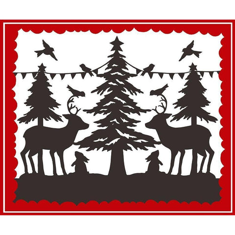 Winter Animal Silhouette White Modern Wood Framed Art Print by Sowell, Sharyn