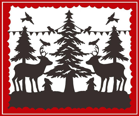 Winter Animal Silhouette White Modern Wood Framed Art Print with Double Matting by Sowell, Sharyn