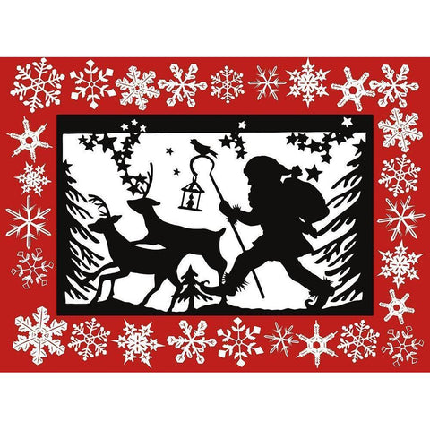 Santa Parade Silhouette Black Modern Wood Framed Art Print with Double Matting by Sowell, Sharyn