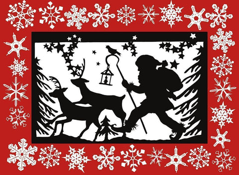 Santa Parade Silhouette Black Ornate Wood Framed Art Print with Double Matting by Sowell, Sharyn