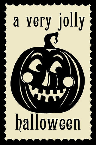 Jolly Halloween Pumpkin White Modern Wood Framed Art Print with Double Matting by Sowell, Sharyn
