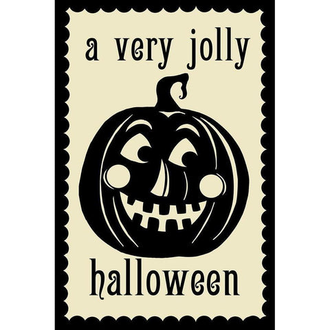 Jolly Halloween Pumpkin Black Modern Wood Framed Art Print with Double Matting by Sowell, Sharyn