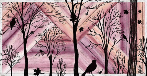 Framed  Woodland landscape White Modern Wood Framed Art Print with Double Matting by Lee C