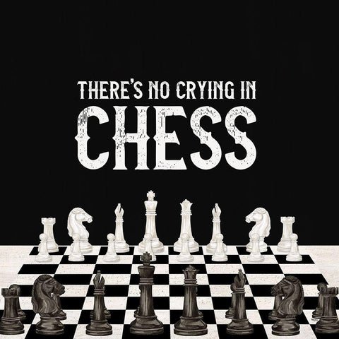 Rather  be Playing Chess V-No Crying White Modern Wood Framed Art Print by Reed, Tara