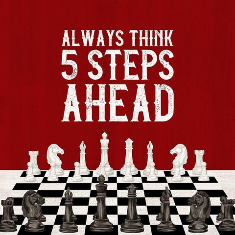 Rather  be Playing Chess red III-5 Steps Ahead White Modern Wood Framed Art Print with Double Matting by Reed, Tara