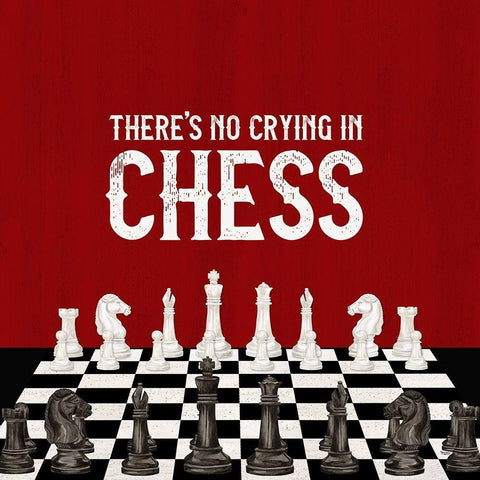 Rather  be Playing Chess red V-No Crying White Modern Wood Framed Art Print with Double Matting by Reed, Tara