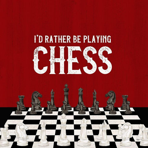 Rather  be Playing Chess red VI-Rather Be Black Modern Wood Framed Art Print with Double Matting by Reed, Tara