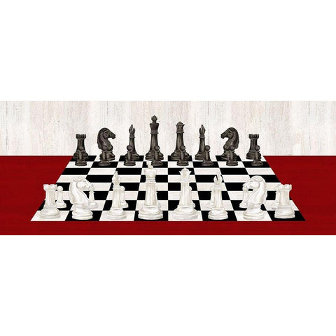 Rather  be Playing Chess board panel red Black Modern Wood Framed Art Print with Double Matting by Reed, Tara