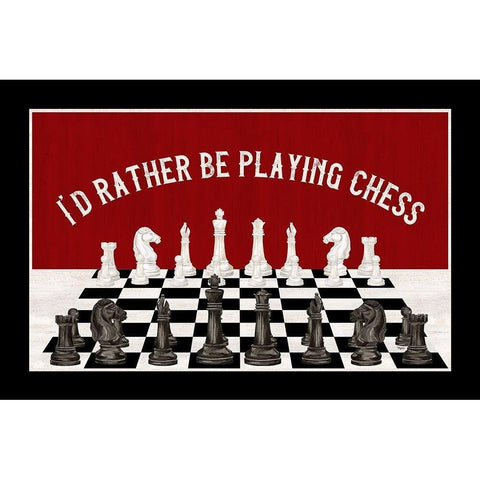 Rather  be Playing Chess board landscape White Modern Wood Framed Art Print by Reed, Tara