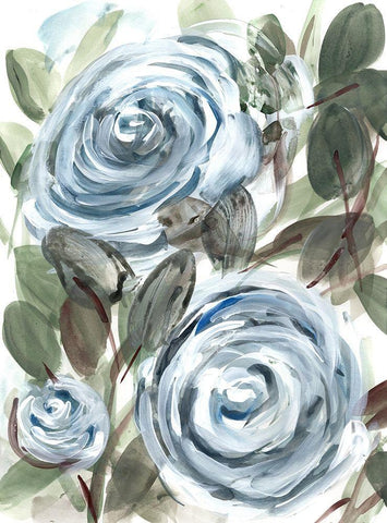 Farmhouse  Rose blue I Black Ornate Wood Framed Art Print with Double Matting by Chapman, Marcy