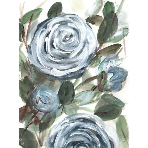 Farmhouse  Rose Blue II Black Modern Wood Framed Art Print by Chapman, Marcy