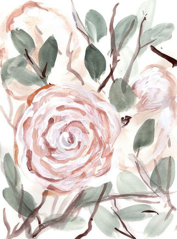 Farmhouse  Bush coral pink II White Modern Wood Framed Art Print with Double Matting by Chapman, Marcy