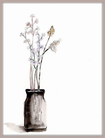 Little  Tablescape Piece White Modern Wood Framed Art Print with Double Matting by Chapman, Marcy