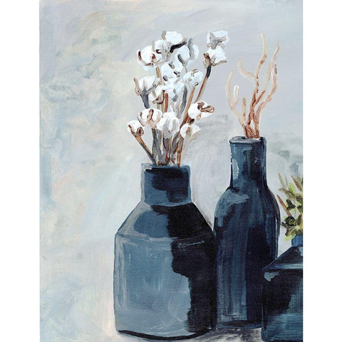 Cotton  Jar in navy Black Modern Wood Framed Art Print by Chapman, Marcy