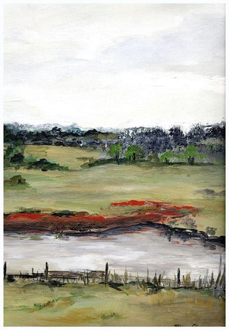 Farmhouse  Fields II White Modern Wood Framed Art Print with Double Matting by Chapman, Marcy