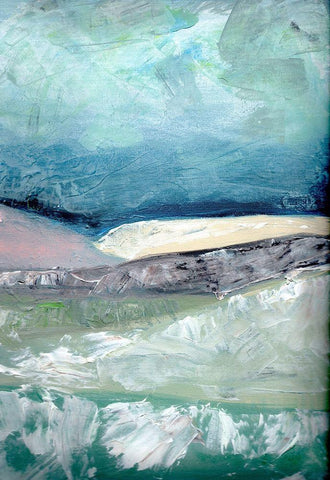 Blush  Pink Mountainscape II Black Ornate Wood Framed Art Print with Double Matting by Chapman, Marcy