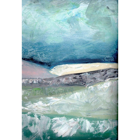 Blush  Pink Mountainscape II Black Modern Wood Framed Art Print with Double Matting by Chapman, Marcy