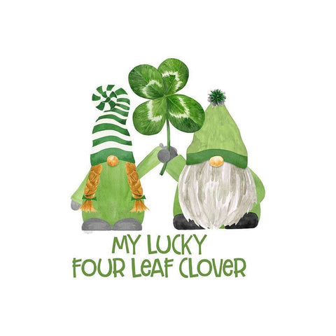 Luck of the Gnomes III-Four Leaf Clover Black Modern Wood Framed Art Print by Reed, Tara