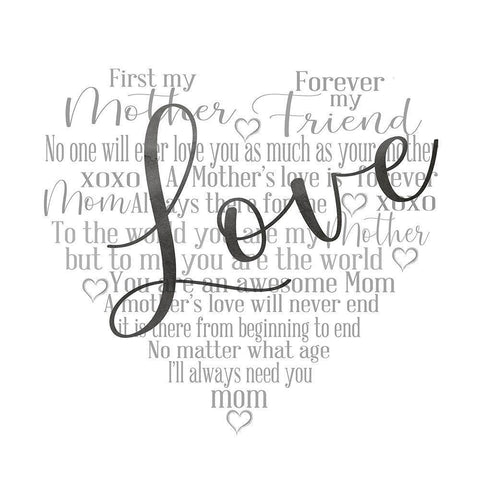 Mothers Day Heart Sentiment-Love White Modern Wood Framed Art Print with Double Matting by Coulter, Cynthia