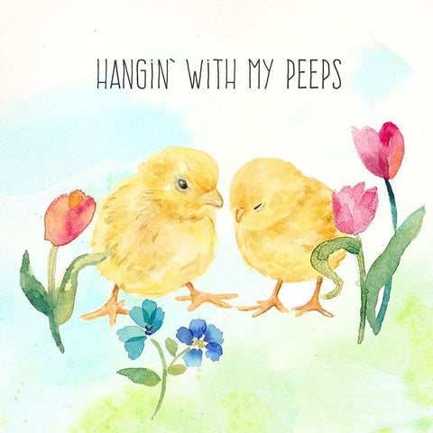 Hello Easter  III-Peeps Black Modern Wood Framed Art Print with Double Matting by Coulter, Cynthia