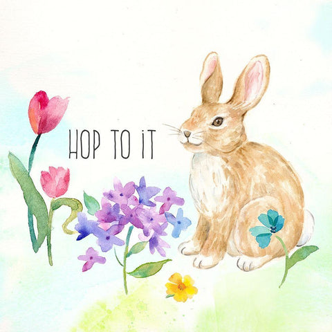 Hello Easter  V-Hop to It White Modern Wood Framed Art Print with Double Matting by Coulter, Cynthia