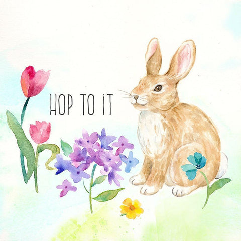 Hello Easter  V-Hop to It White Modern Wood Framed Art Print by Coulter, Cynthia