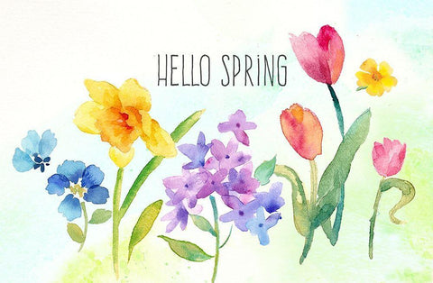 Hello  Spring landscape White Modern Wood Framed Art Print with Double Matting by Coulter, Cynthia