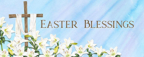 He  is Risen panel I-Easter Blessings Black Ornate Wood Framed Art Print with Double Matting by Reed, Tara