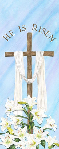 He  is Risen vertical II-Risen White Modern Wood Framed Art Print with Double Matting by Reed, Tara