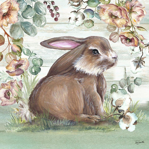 Farmhouse Bunny  I White Modern Wood Framed Art Print by Tre Sorelle Studios