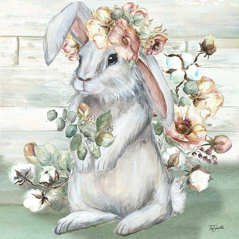 Farmhouse  Bunny II White Modern Wood Framed Art Print by Tre Sorelle Studios