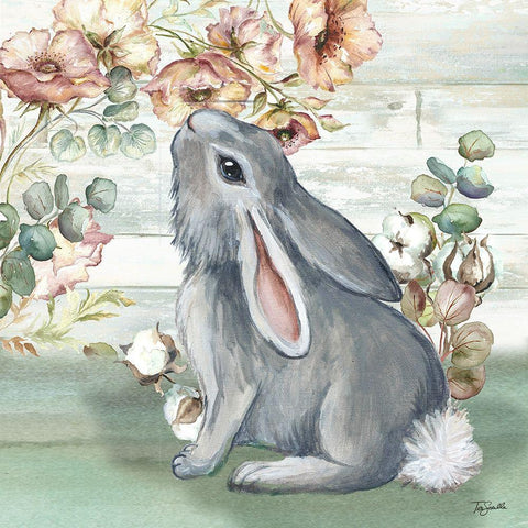 Farmhouse  Bunny III Gold Ornate Wood Framed Art Print with Double Matting by Tre Sorelle Studios