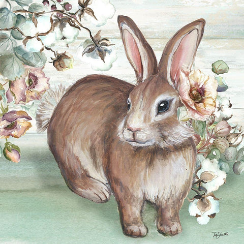 Farmhouse  Bunny IV Black Ornate Wood Framed Art Print with Double Matting by Tre Sorelle Studios