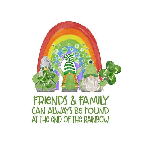 Luck  of the Gnomes V-End of the Rainbow Gold Ornate Wood Framed Art Print with Double Matting by Reed, Tara