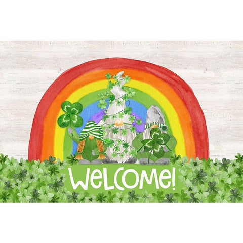 Luck  of the Gnomes landscape-Welcome Black Modern Wood Framed Art Print by Reed, Tara