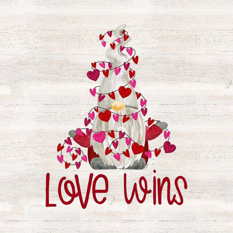 Valentine  Gnomes VII-Love Wins White Modern Wood Framed Art Print with Double Matting by Reed, Tara