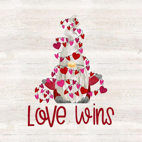 Valentine  Gnomes VII-Love Wins White Modern Wood Framed Art Print by Reed, Tara