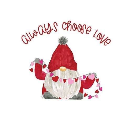 Valentine  Gnomes on white I-Choose Love White Modern Wood Framed Art Print by Reed, Tara