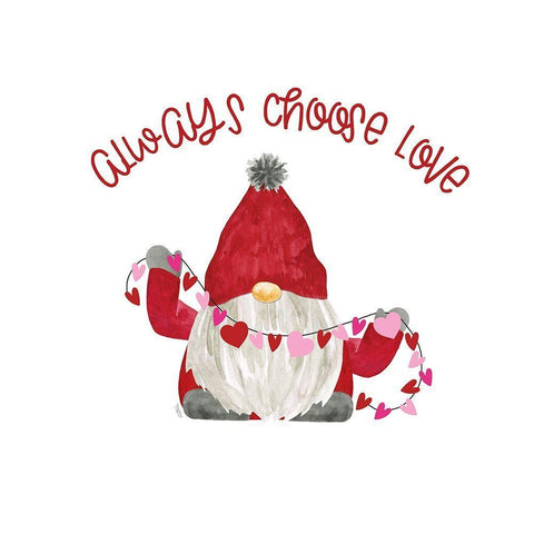 Valentine  Gnomes on white I-Choose Love Black Ornate Wood Framed Art Print with Double Matting by Reed, Tara