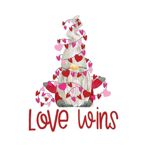 Valentine  Gnomes on white VII-Love Wins Gold Ornate Wood Framed Art Print with Double Matting by Reed, Tara