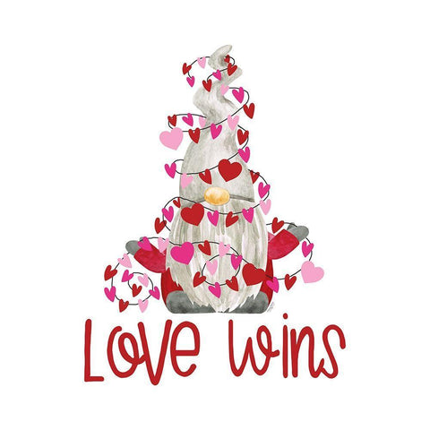 Valentine  Gnomes on white VII-Love Wins White Modern Wood Framed Art Print with Double Matting by Reed, Tara