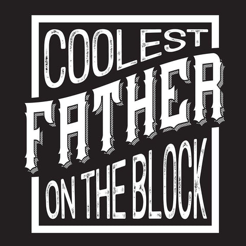 Fathers Day Sentiment black II-Coolest Father Black Ornate Wood Framed Art Print with Double Matting by Reed, Tara