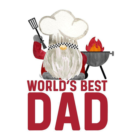 Fathers Day Gnome Grill-Worlds Best Black Ornate Wood Framed Art Print with Double Matting by Reed, Tara